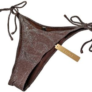 NWT RARE Skims Textured Side Tie Bikini Bottom Metallic Cocoa Women’s XL